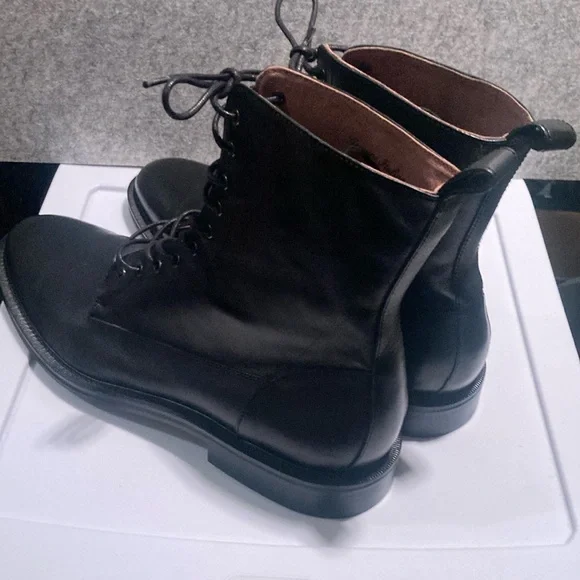 Men’s 12 Banana Republic Italian Men's Black Leather Lace Up Boots (New) - Picture 8 of 10